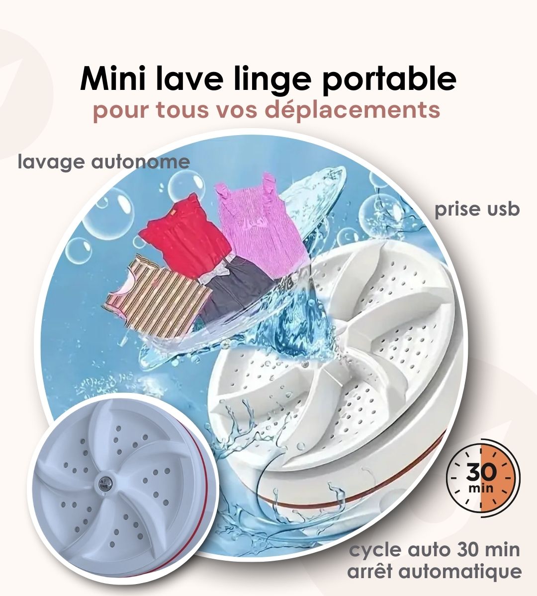 Mini lave linge portable usb