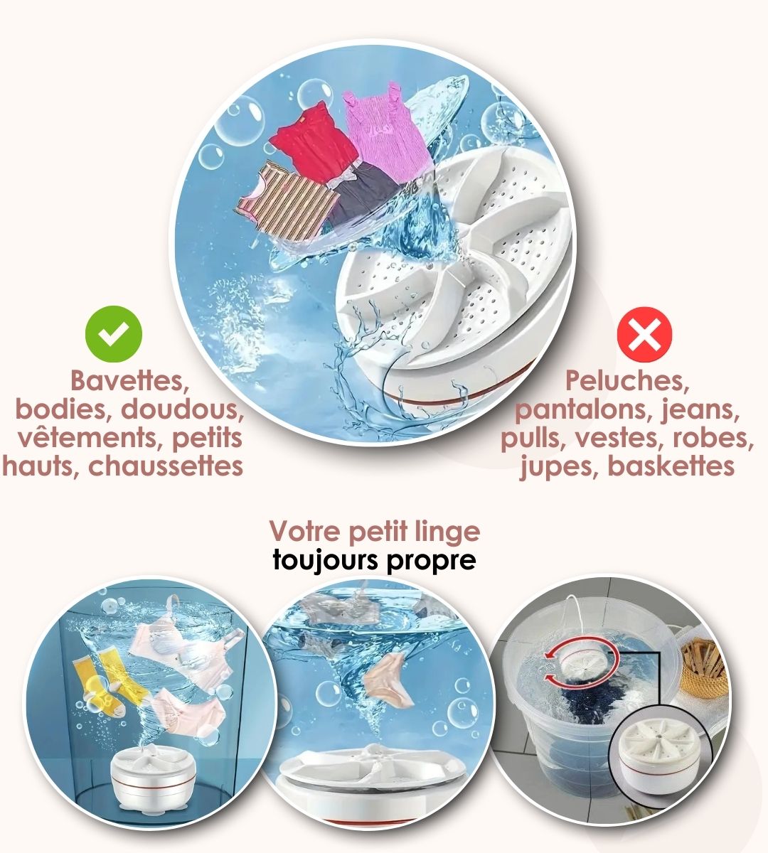 Mini lave linge portable usb